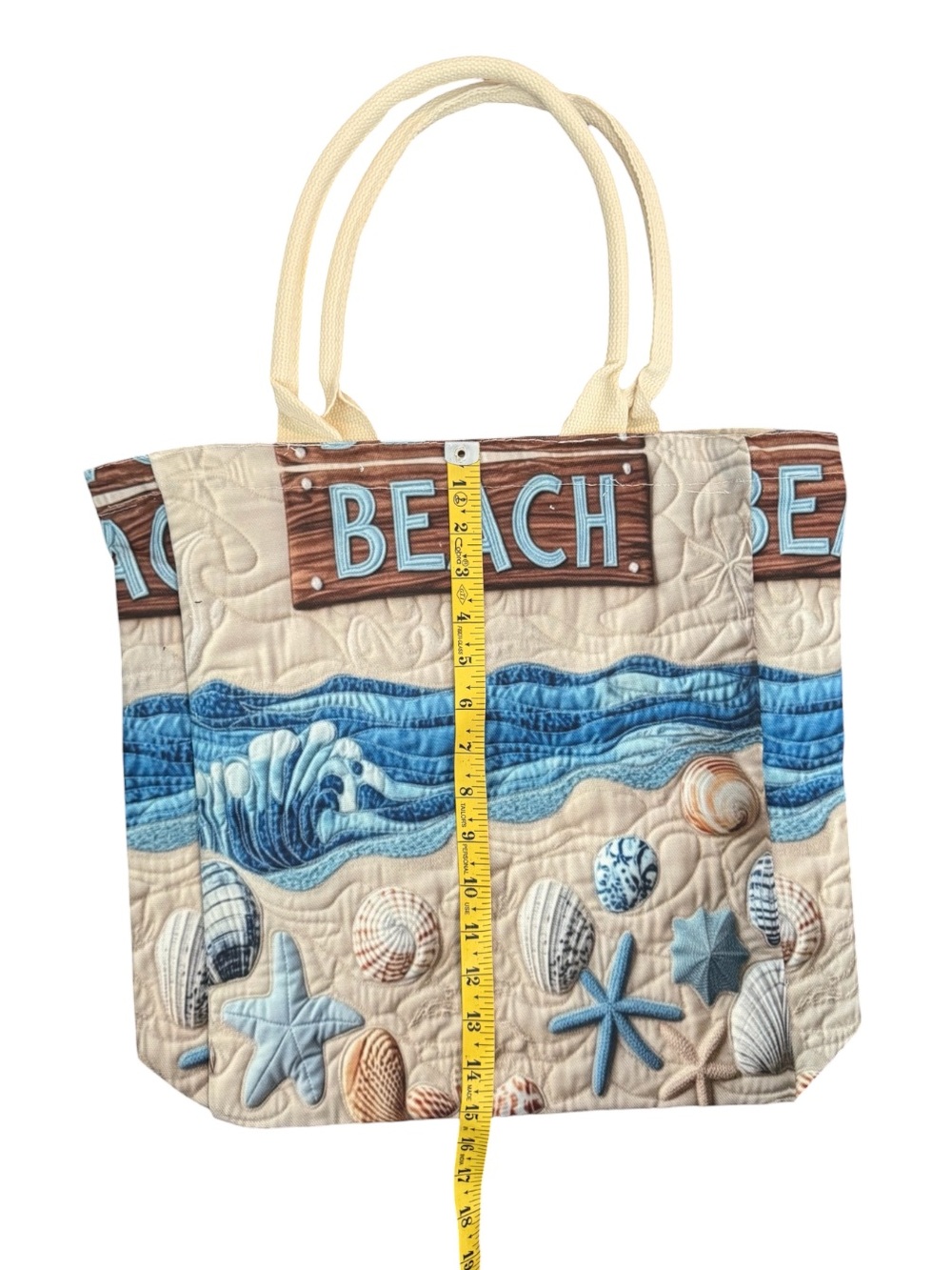 Beach Tote Bag with Seashell Design - Picture 4 of 6
